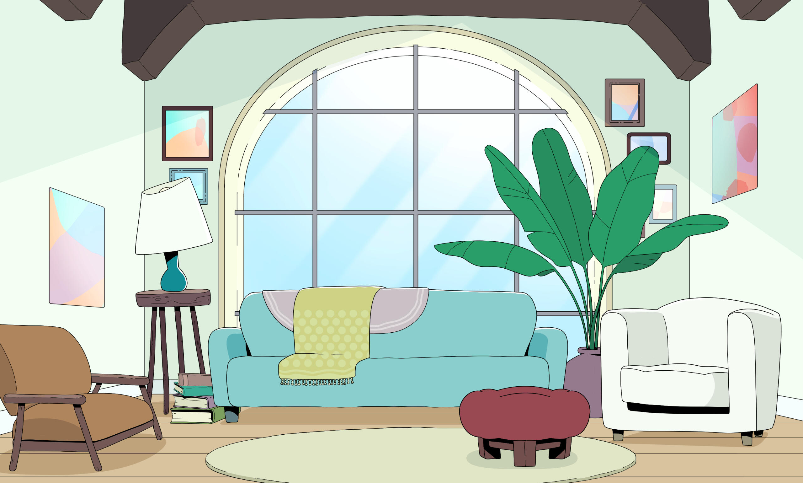 Living Room background, done in Clip Studio