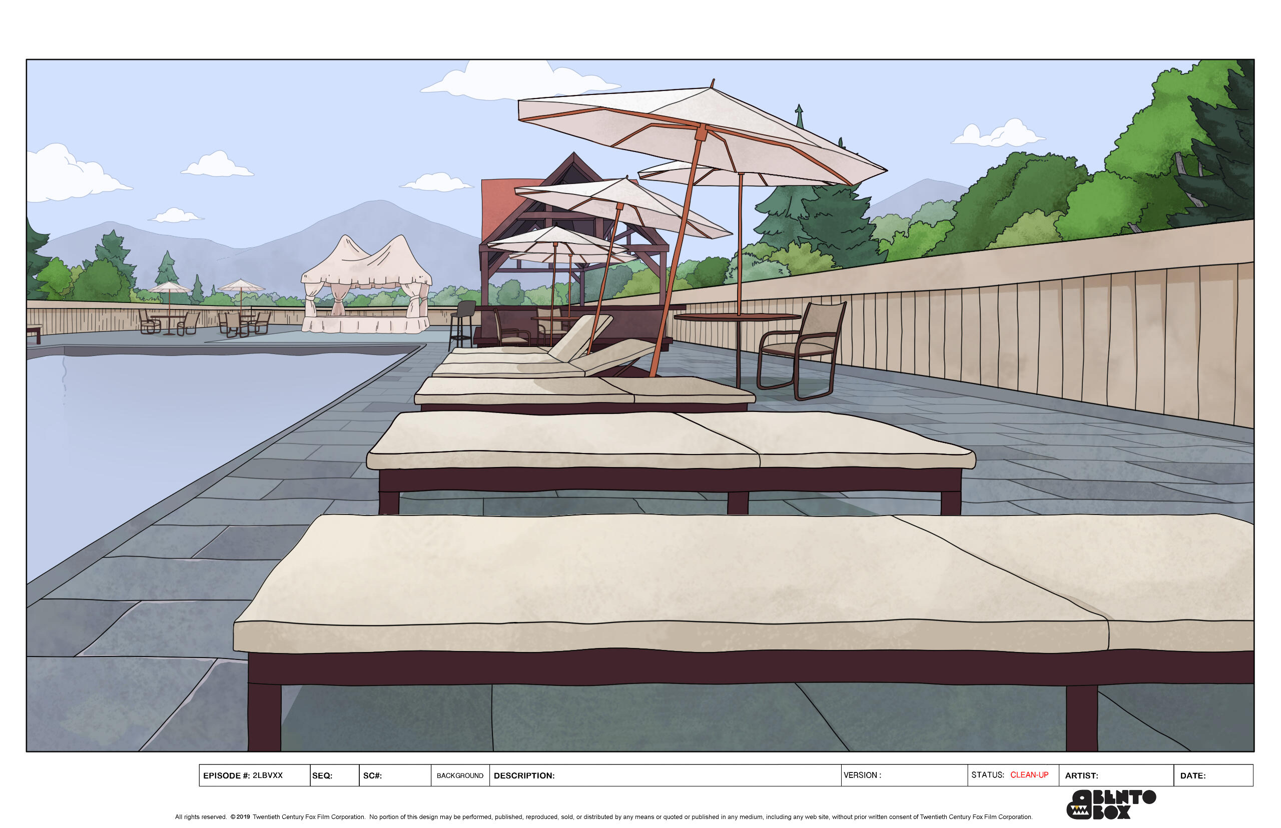 Central Park Background Design test for Bento Box, done in Photoshop