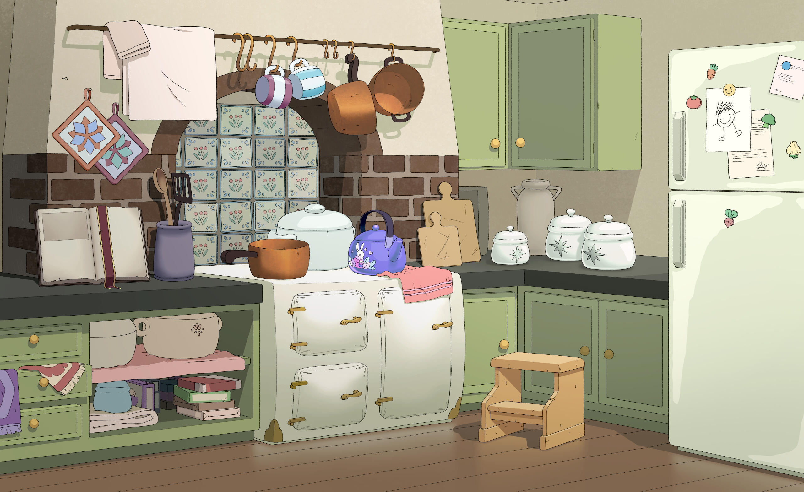 Cottage Kitchen background paint, done in Clip Studio
