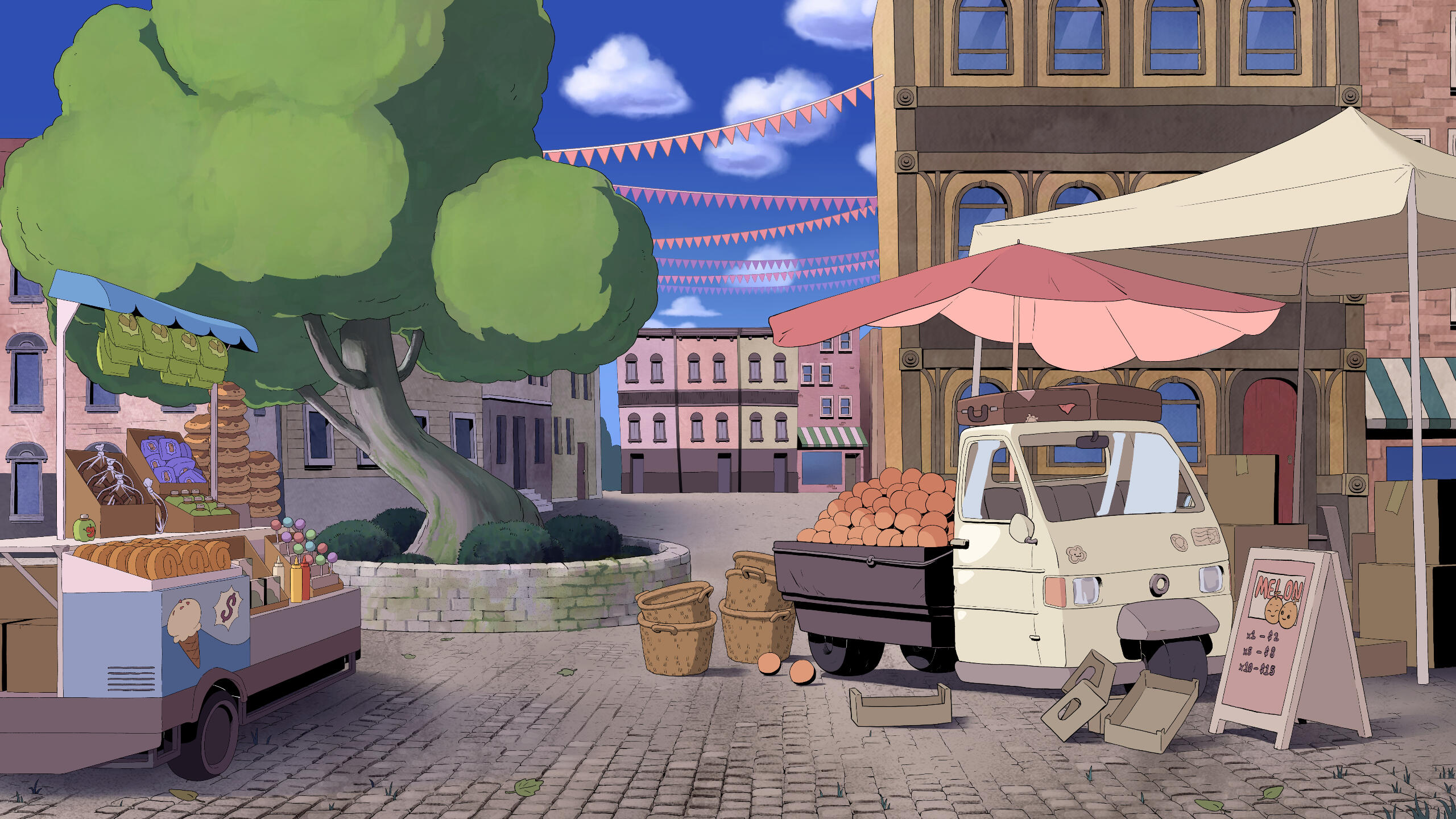 Farmer's Market background paint, done in Clip Studio