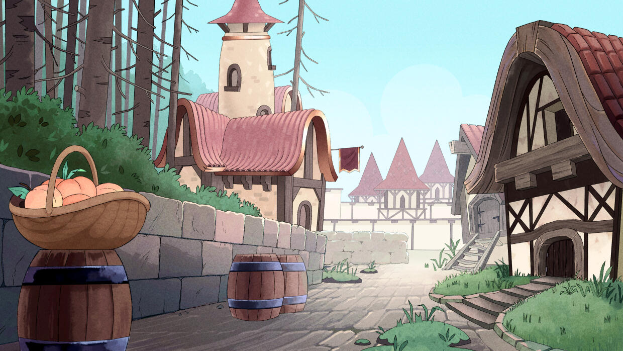 Little Animal Village background, done in Clip Studio