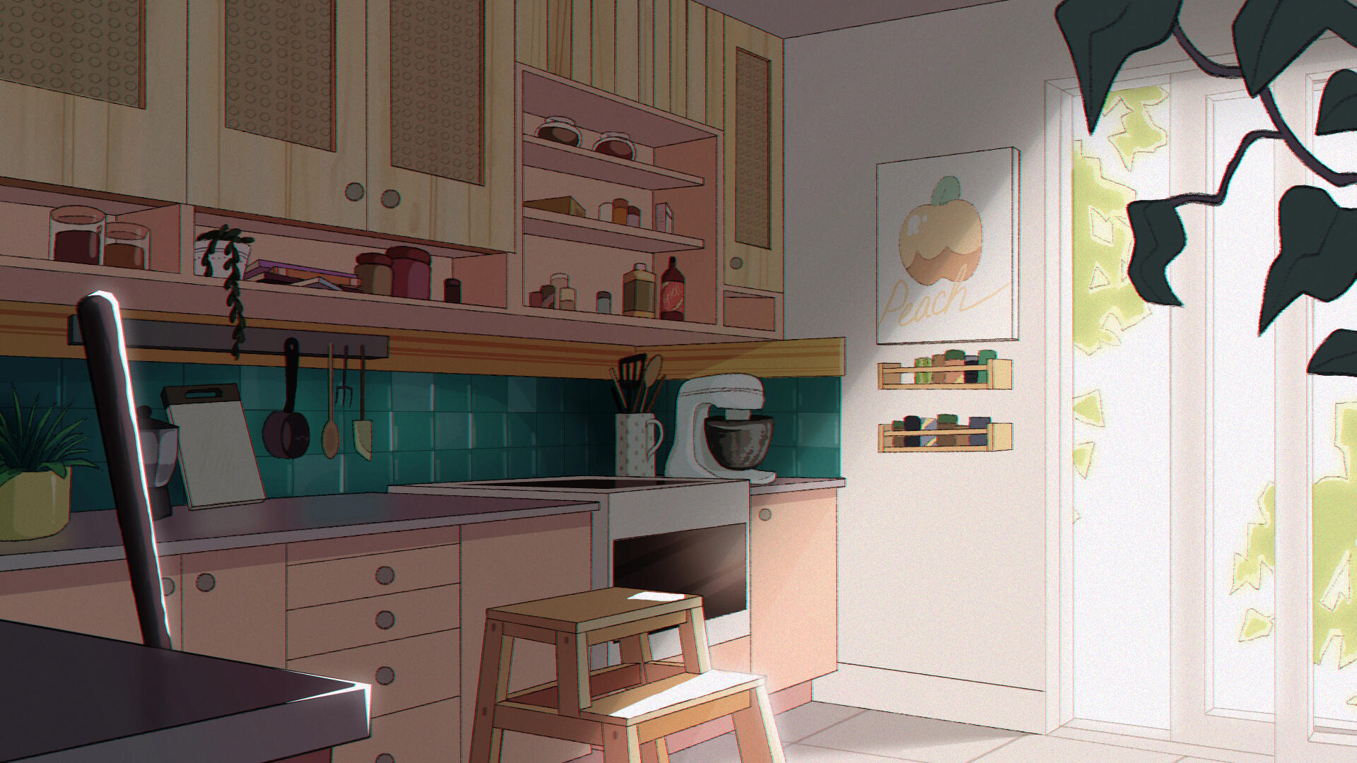 Kitchen background, done in Clip Studio