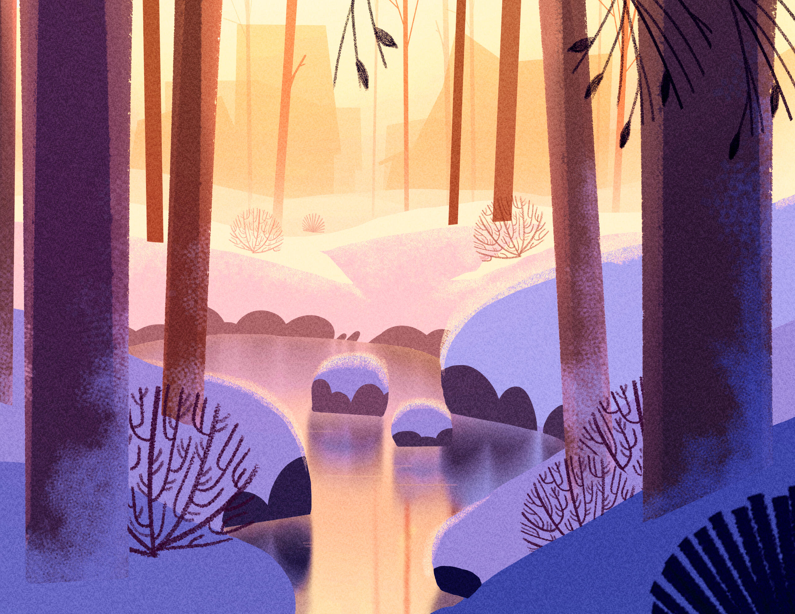 Winter Scene background, done in Clip Studio