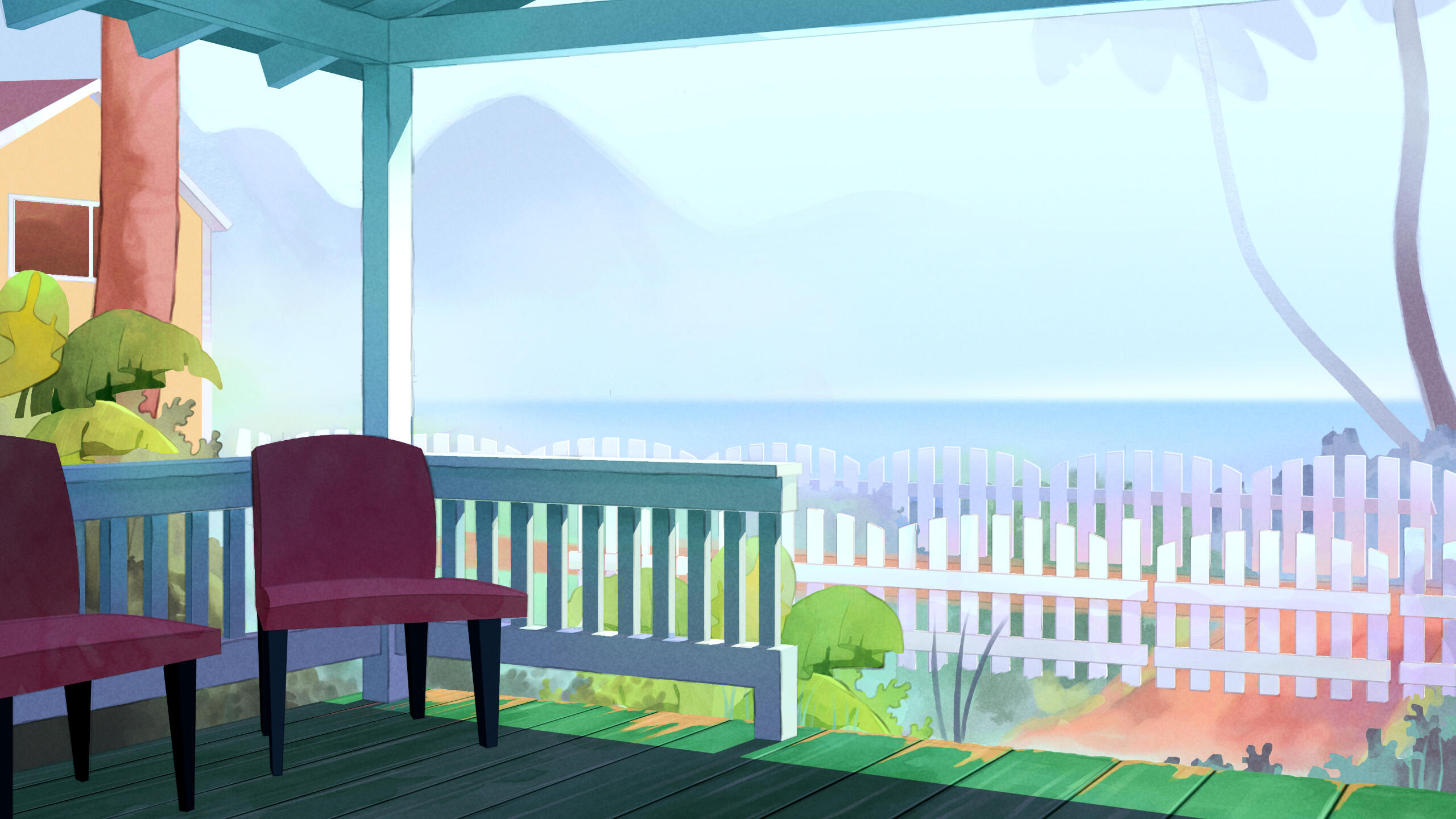 Porch View Background, done in Clip Studio and Photoshop