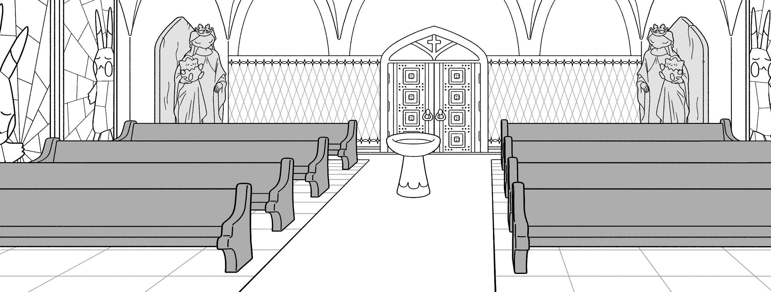 Pokemon Church background design for TheOdd1sOut, done in Clip Studio
