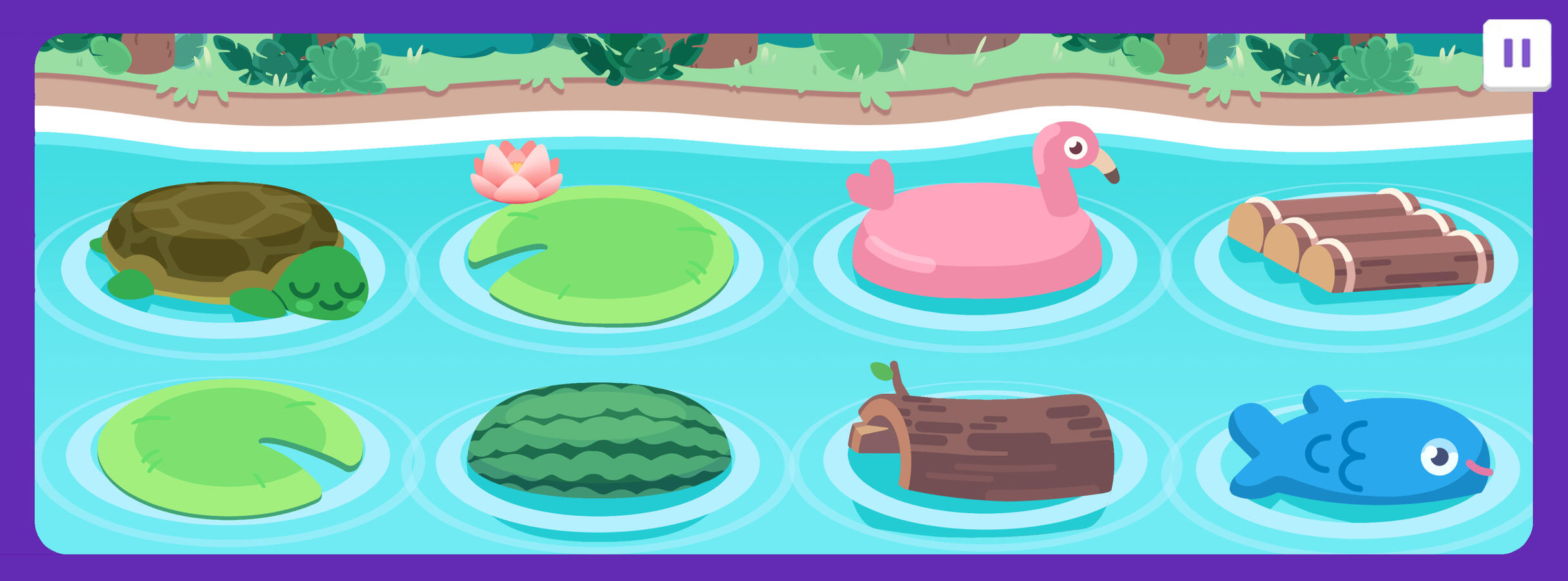The floating objects that Dora and the playable-character will be able to hop on to race across the river. Made in Photoshop and Illustrator.